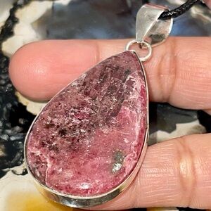 Peach Blossom Jade Rhodonite Pendant 2 1/4”